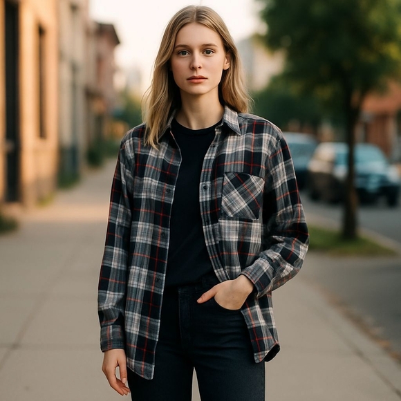 Rock & Republic Black and Gray Button Down Shirt - Picture 10 of 10